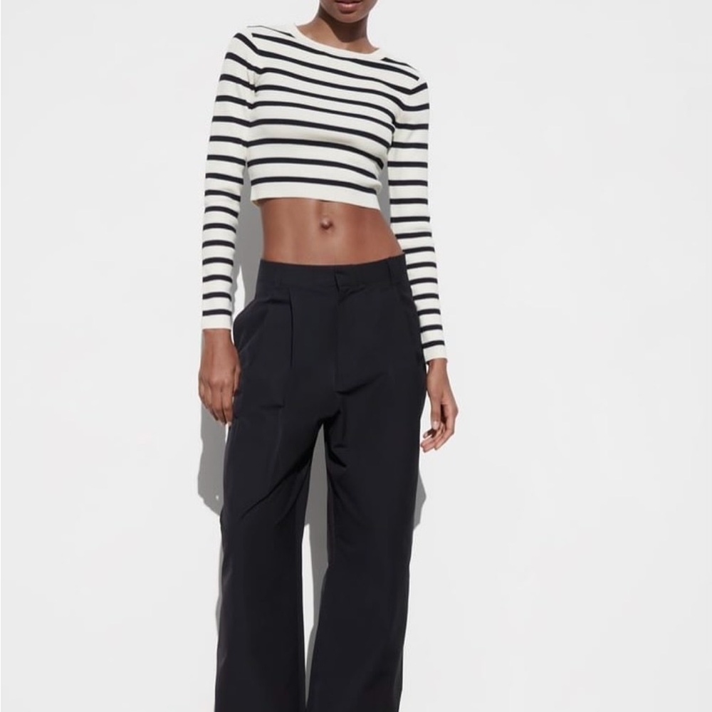 Striped Black and White Zara Crop Top